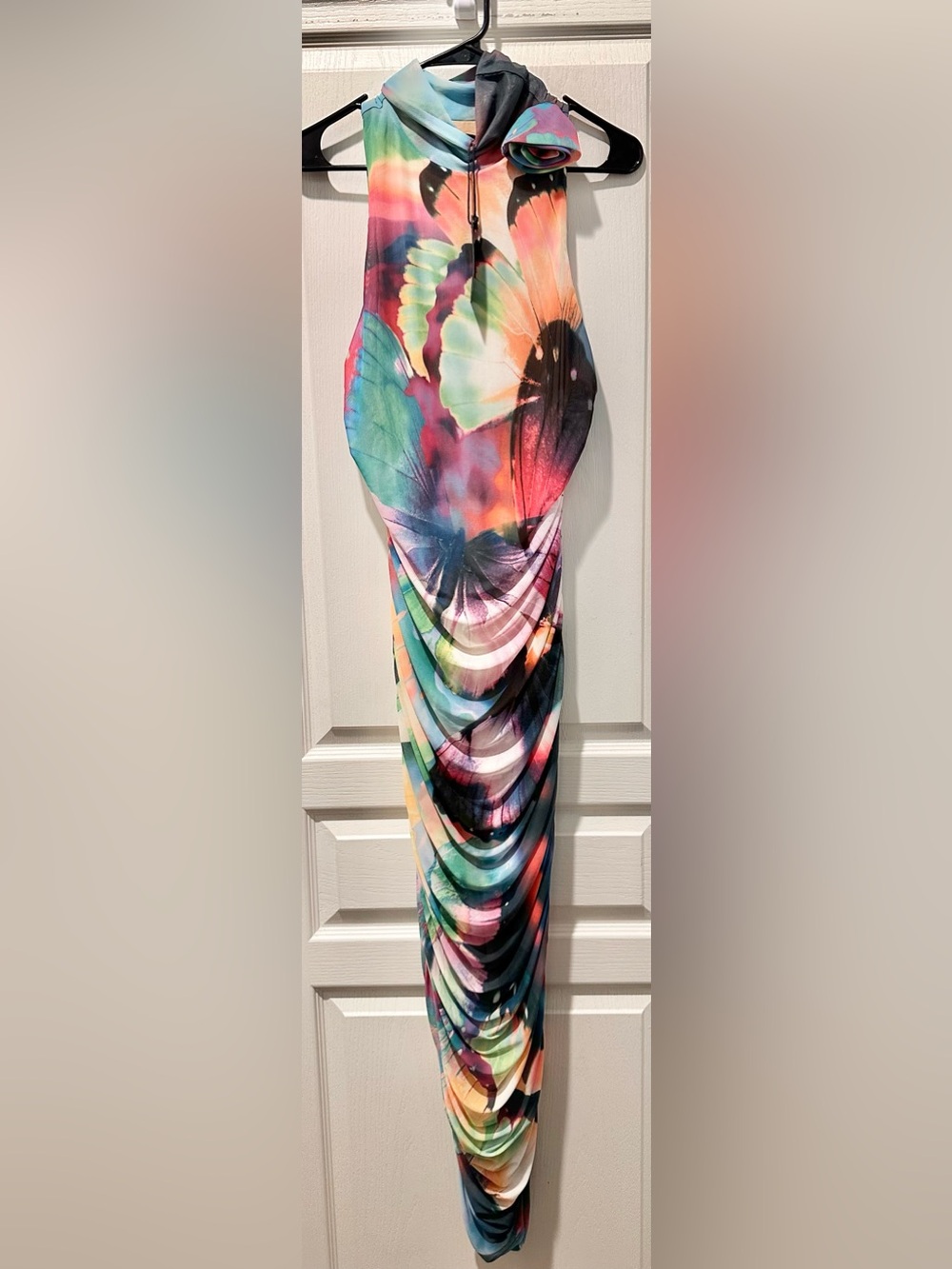 AFRM Fiorella Rosette Body-Con Dress in Abstract Butterfly Print ZB2 - Picture 2 of 11
